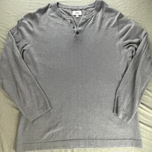 Wills Cotton Cashmere Blend Gray Soft Henley Pullover Sweater Shirt L Large